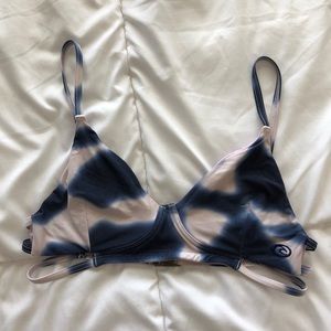 Blue and white tye dye swim suit top